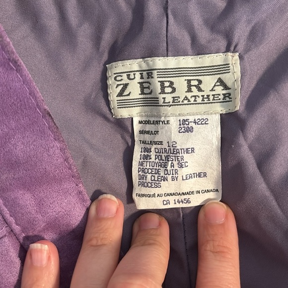 Vintage Cuir Zebra Leather purple pants size 12 - Picture 7 of 7